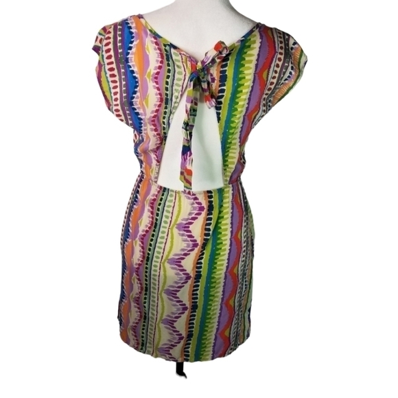Glam abstract silk open back mini dress - Picture 1 of 11